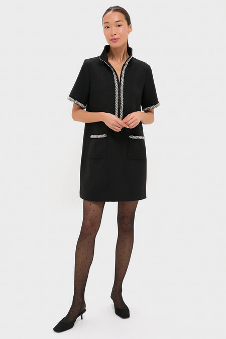 Black Tweed Embellished Ophelia Dress