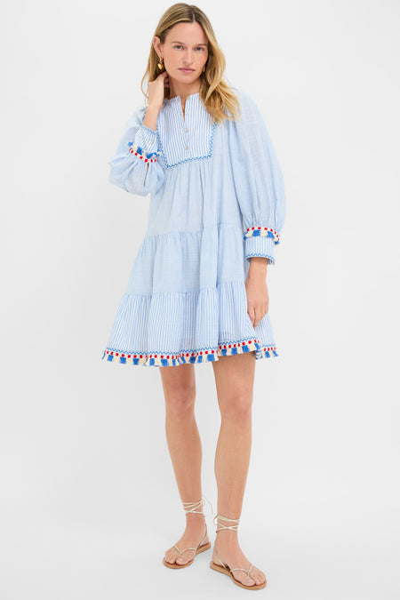 Chambray Stripe Fringe Jen Dress