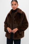 Dark Brown Faux Fur Brooke Cardigan