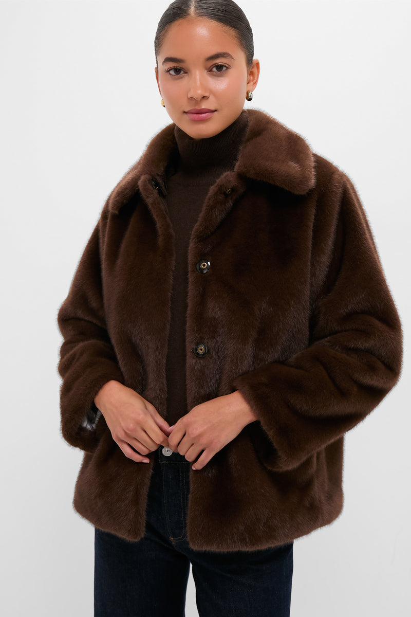Dark Brown Faux Fur Brooke Cardigan