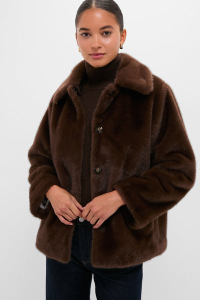 Dark Brown Faux Fur Brooke Cardigan | Alex Mill