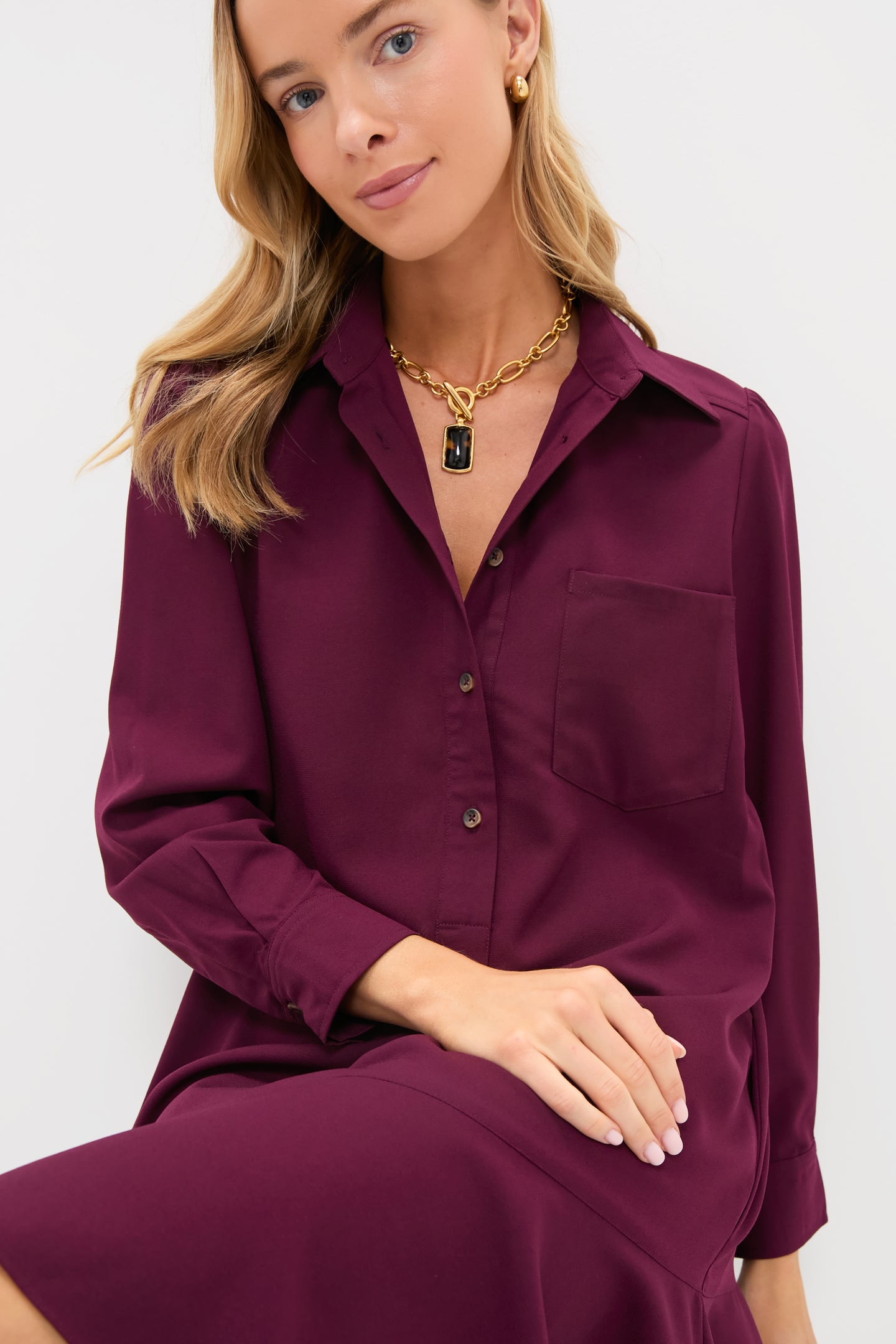 Winetasting Crepe Callahan Shirt Dress