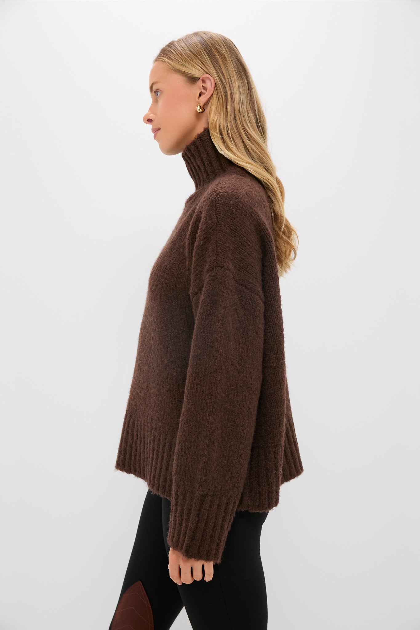 Chocolate Boucle Hannah Turtleneck Sweater