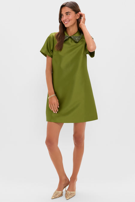 Green Embellished Aurelie Shift Dress