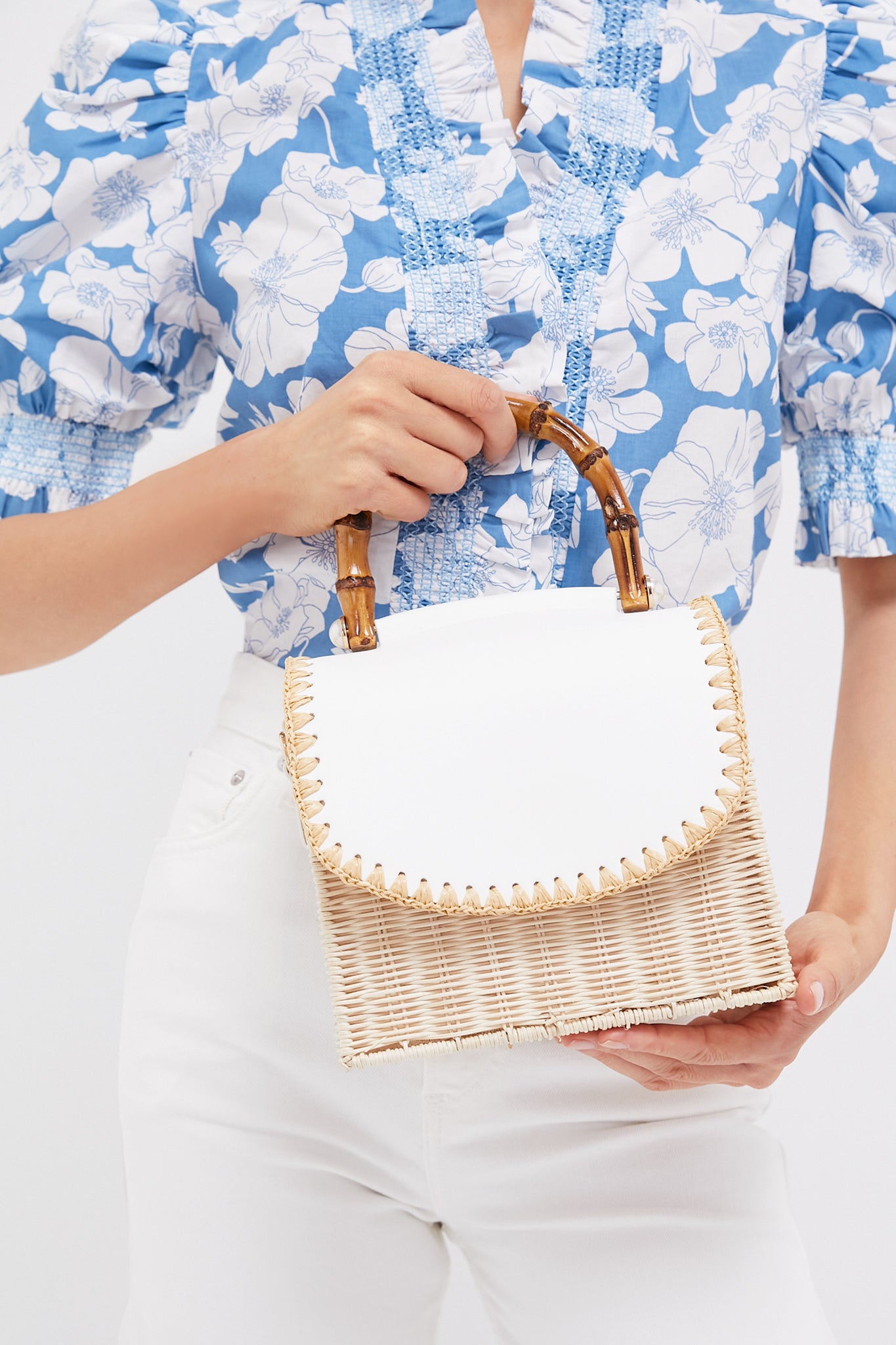 White and Natural Charli Box Bag