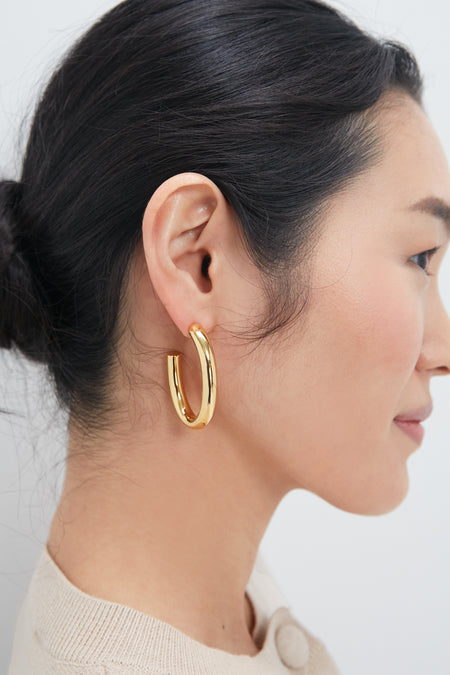 Classic Gold Oval Hoops