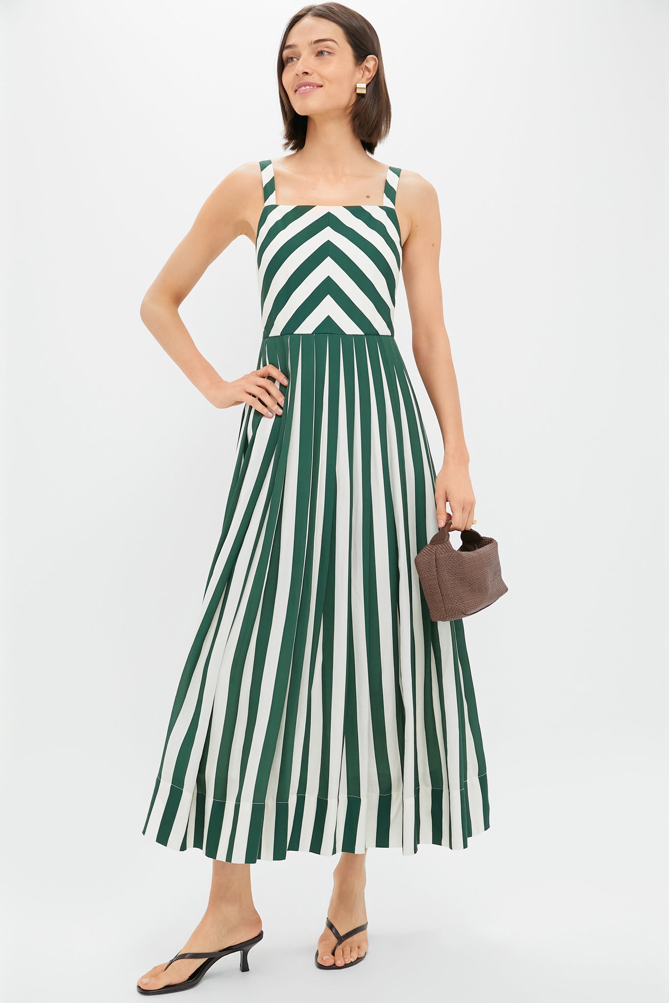 chinese dress ladies Green Stripe Laina Dress