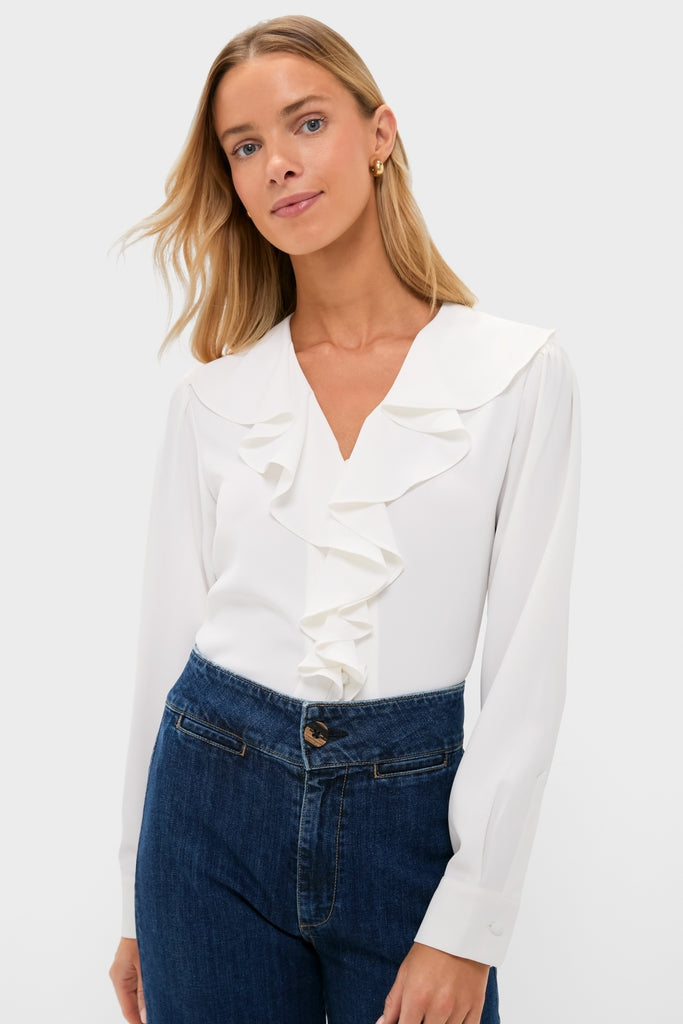 Coconut Ruffle Eileen Button Down Shirt
