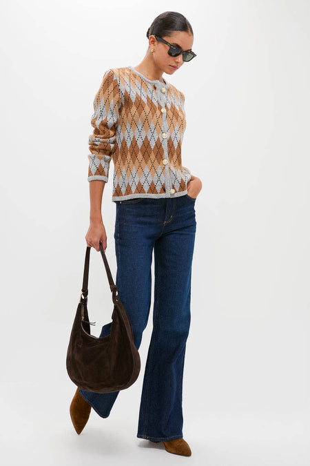 Brown & Grey Argyle Caspian Cardigan