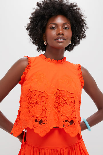 Tangerine Tango Embroidery Francesca Top
