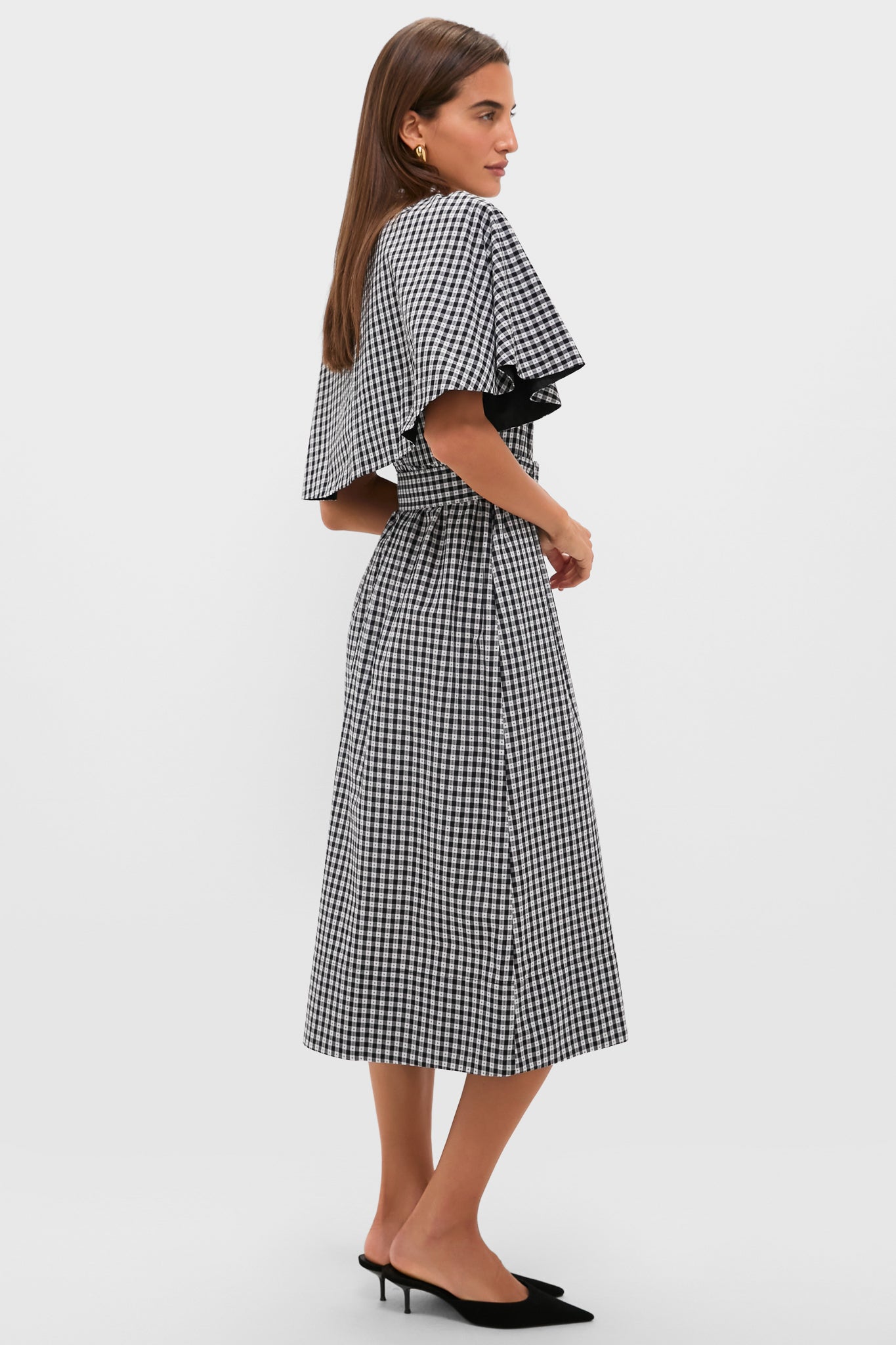 Black Gingham Cape Chloe Dress