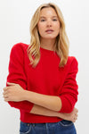 Martin Red Cashmere Puff Sleeve Macy Crewneck Sweater