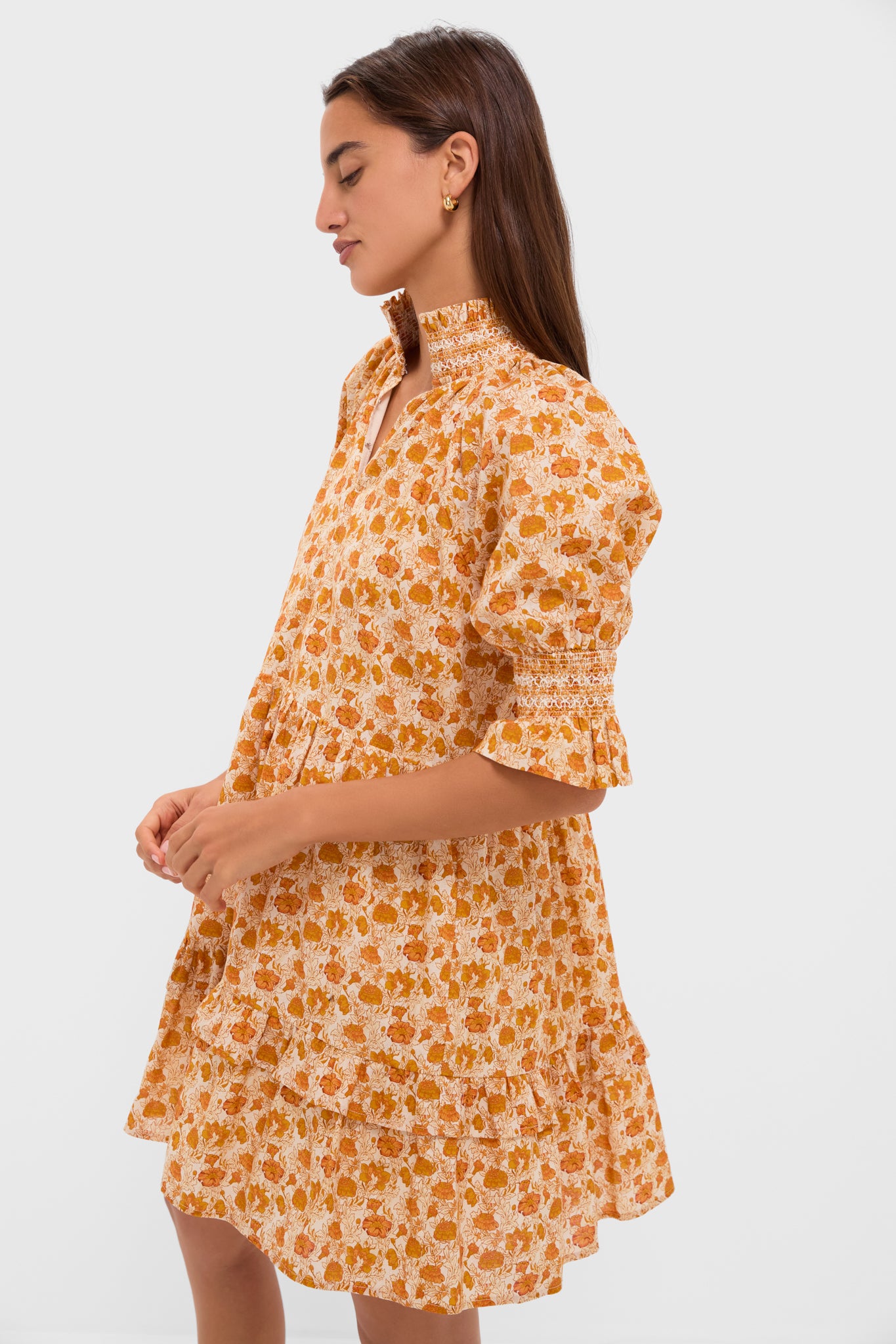 Burnt Orange Floral Sawyer Mini Dress