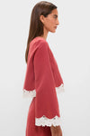 Red Eyelet Trim Cotton Linen Maxine Top