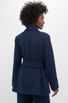 Navy Crepe Talia Wrap Blazer