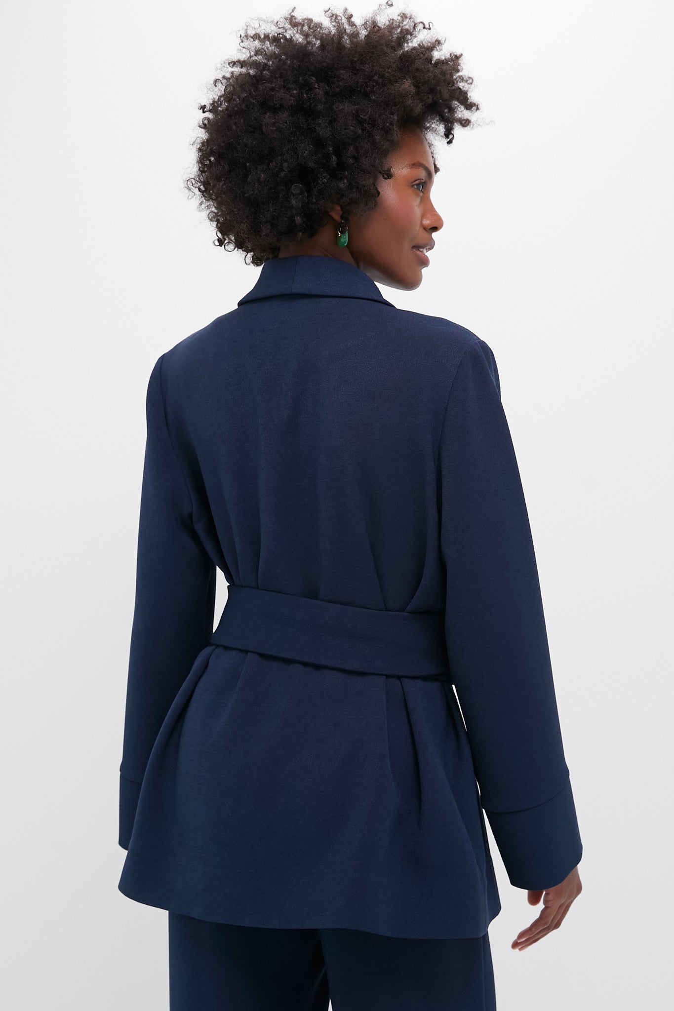 Navy Crepe Talia Wrap Blazer