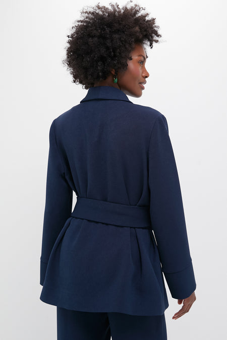 Navy Crepe Talia Wrap Blazer