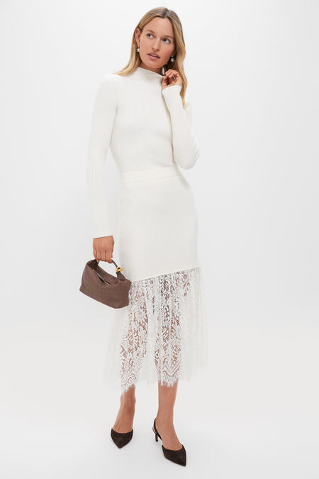Cream Knit Kori Lace Midi Skirt Hyacinth House