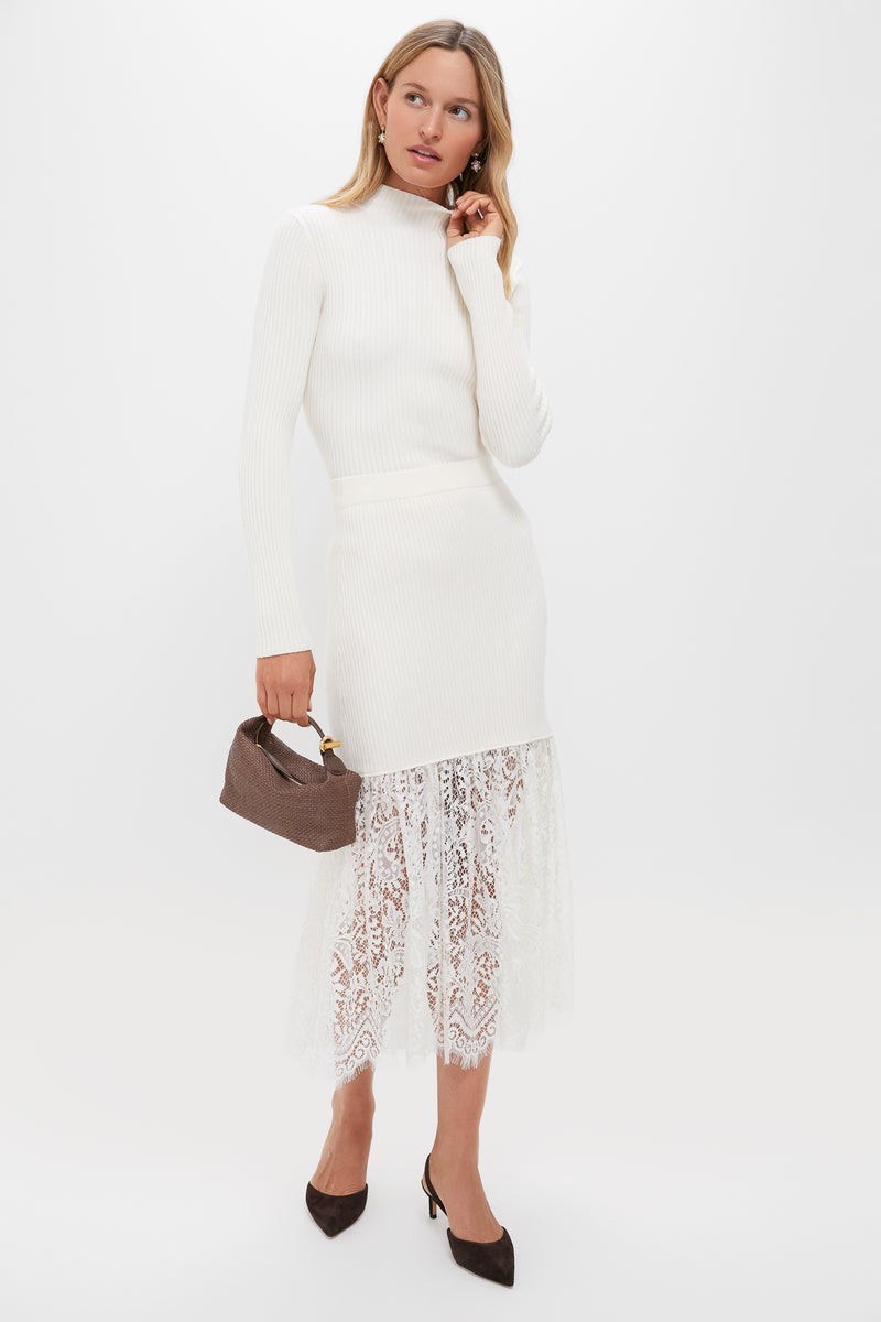 Cream Knit Kori Lace Midi Skirt