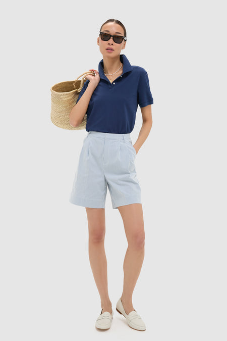 Blue Stretched Stripe Bedford Cord Felix Short