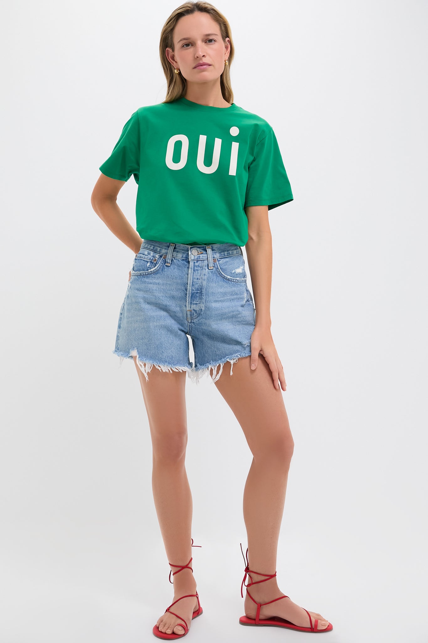 Green Apple with Printed Cream Oui Original Tee