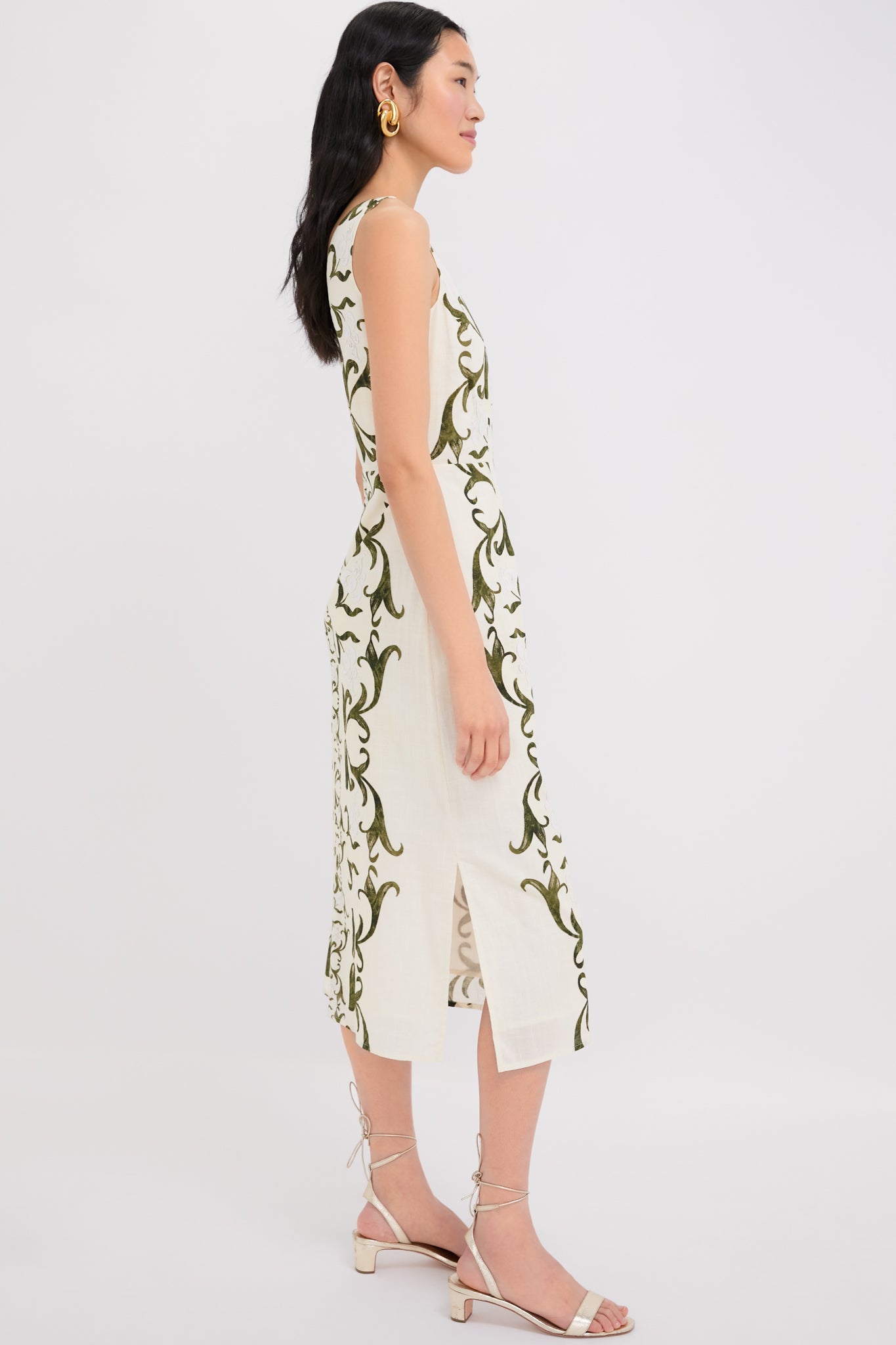 knee length dresses for ladies Green Detail Asher Midi Dress