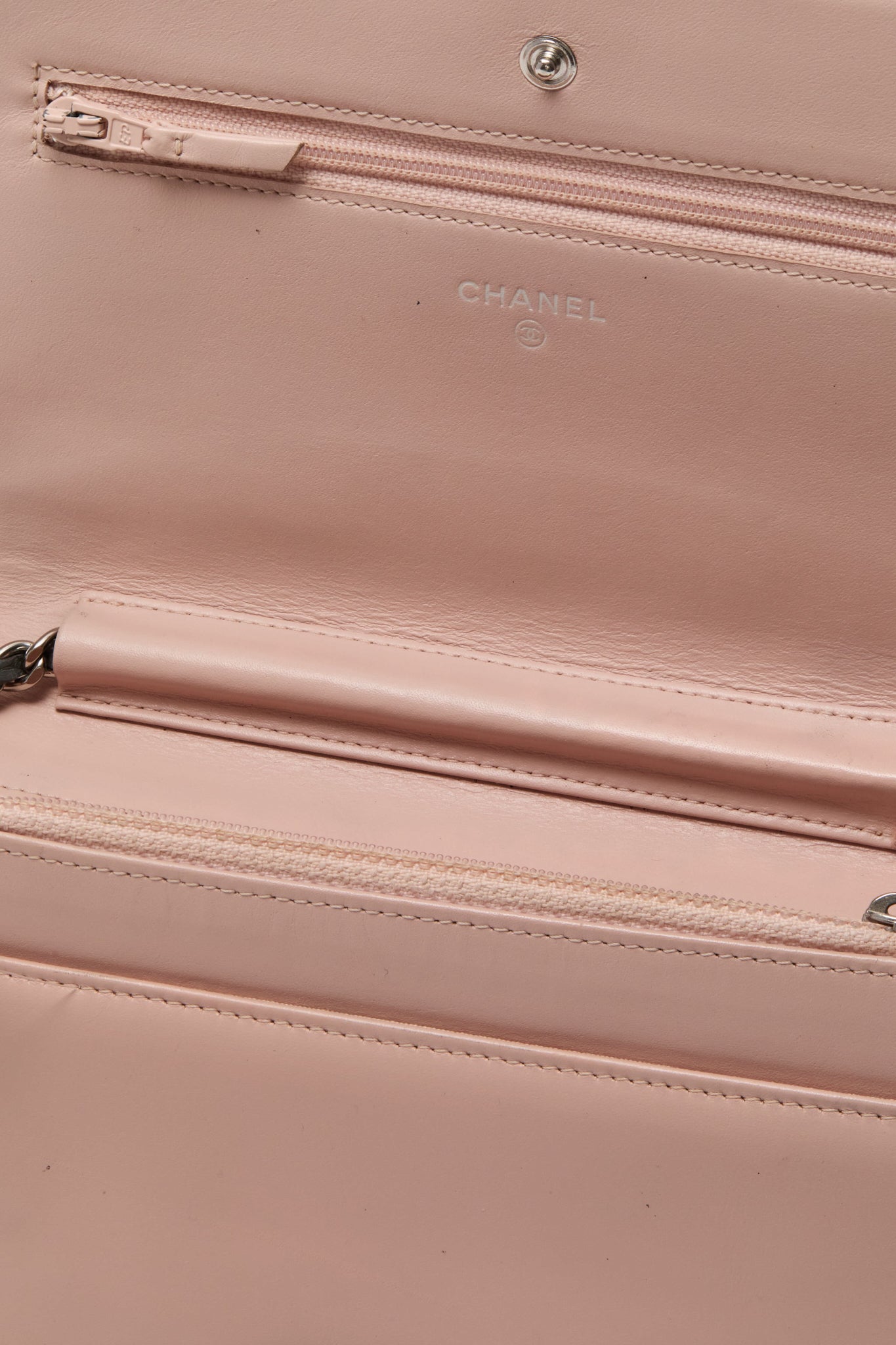 CHANEL Grey Wild Stitch Wallet on Chain