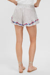 Tan Stripe Embroidered Ruffle Jill Short