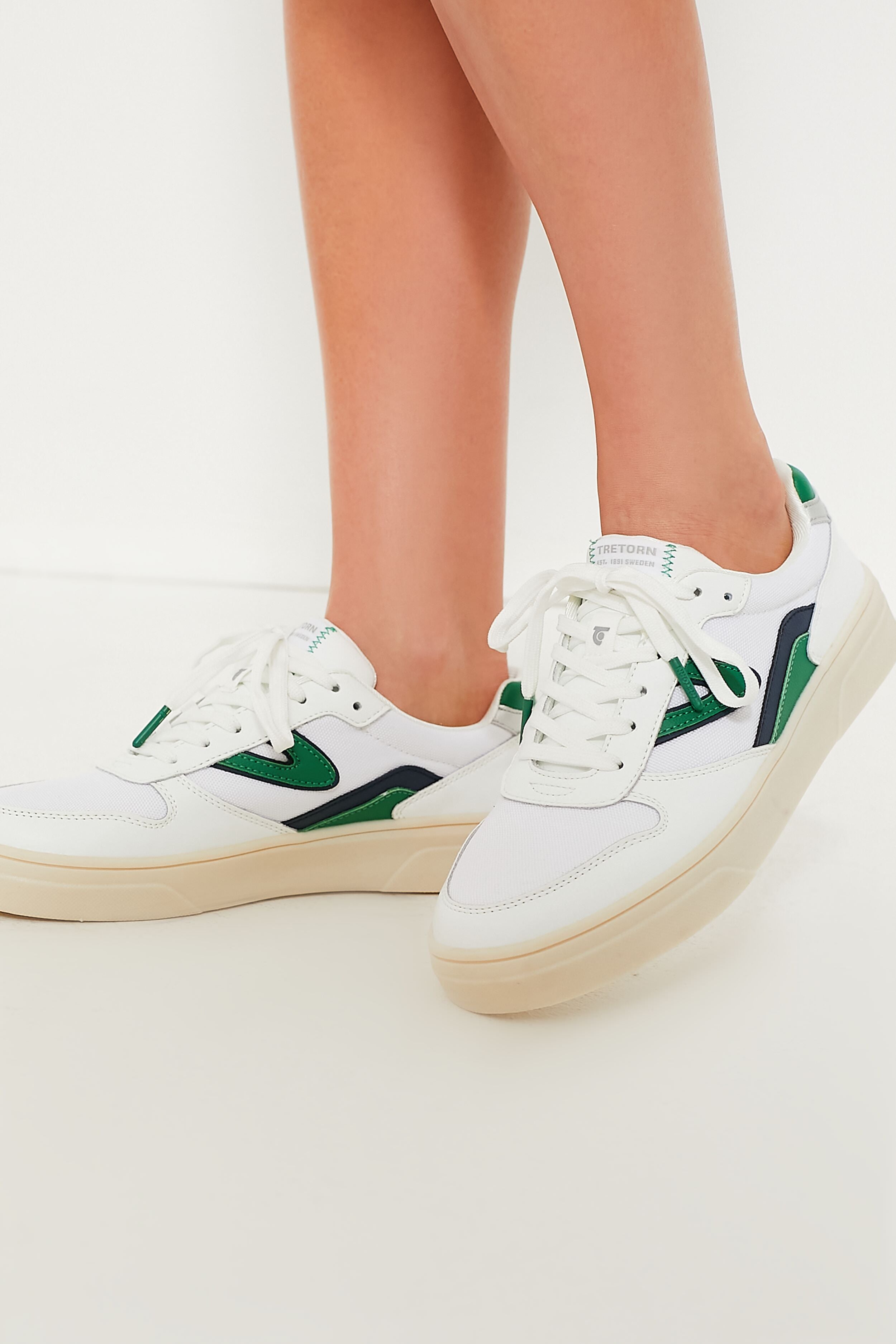 White Green Navy Harlow Elite Sneakers | Tretorn