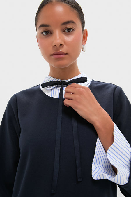 Navy Knit Long Sleeve Burbank Mini Dress