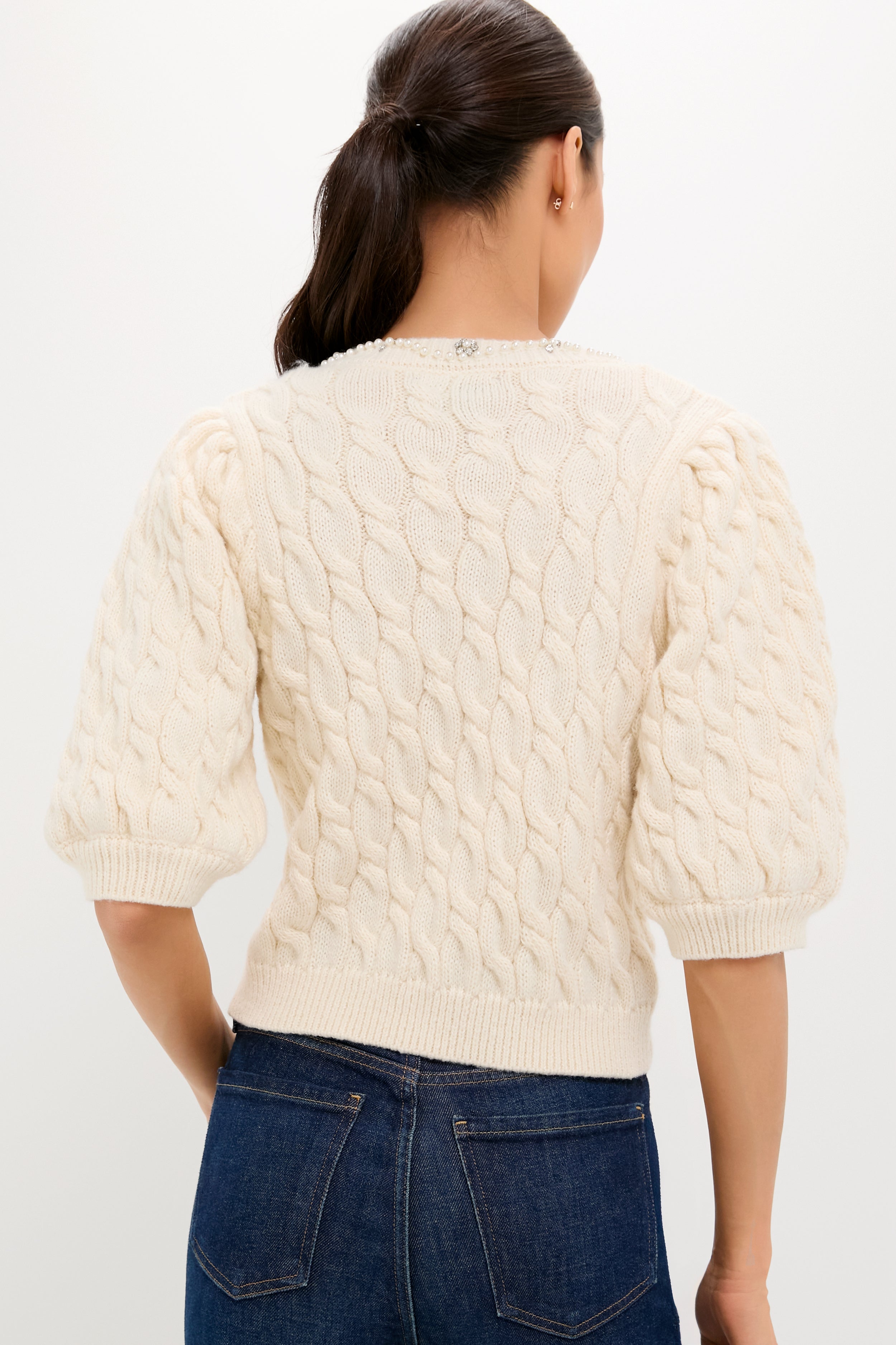White Embellished Hadley Cardigan | Tuckernuck