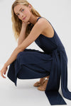 Navy Knit Tie Front Brinley Dress