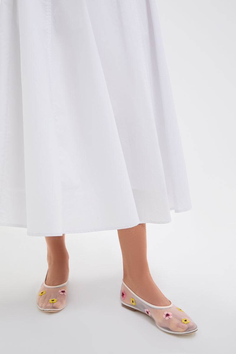 White Tie Front Midi Dress