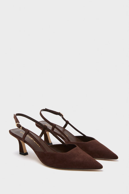 Walnut Patent 50 Vinnie Slingback Heels