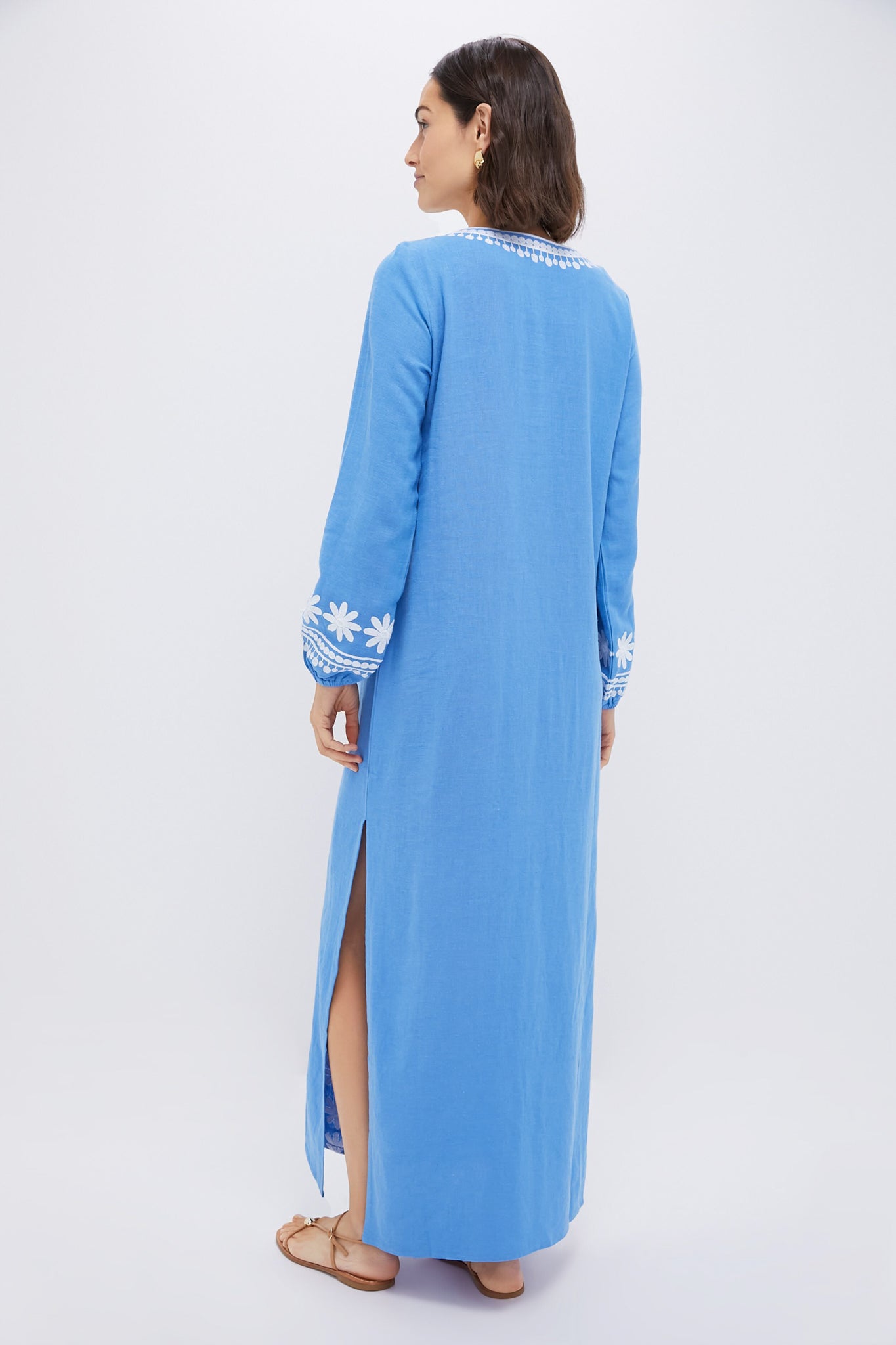 Marina and White Embroidered Caftan