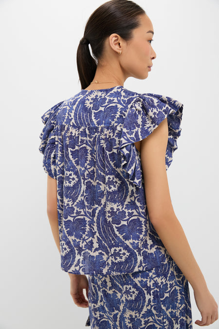 Ocean Sienna Flutter Sleeve Top
