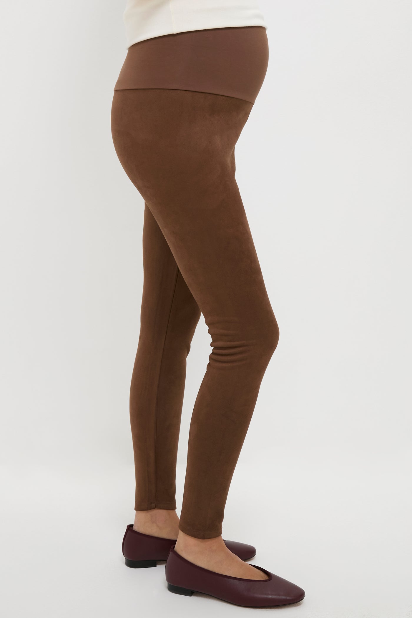 Carafe Vegan Stretch Suede Before During and After Legging