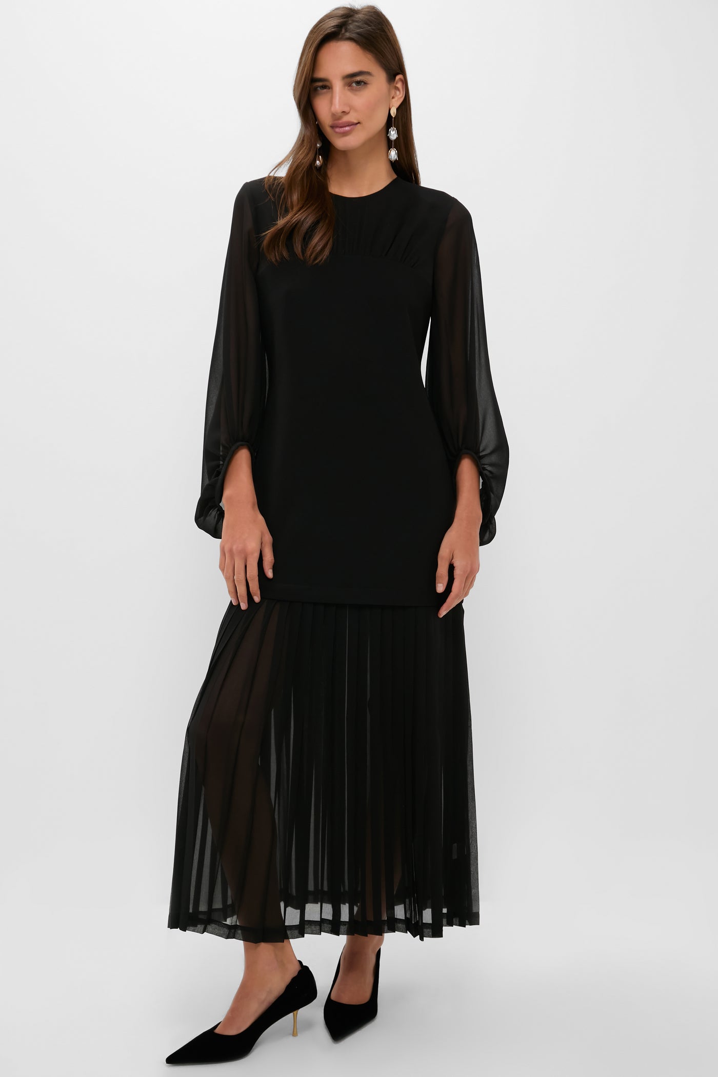 Tuckernuck Black Chiffon Pleated Lorraine Dress Black / 8 Tuckernuck Black Chiffon Pleated Lorraine Dress Black / 8