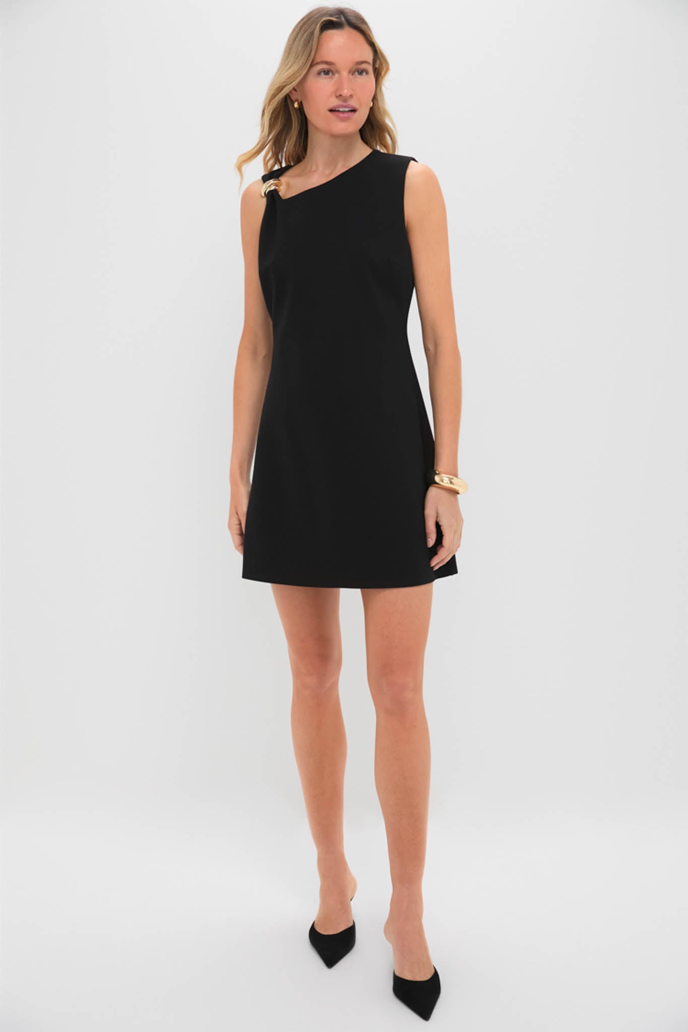 Black Asymmetrical Angelique Mini Dress | Hyacinth House