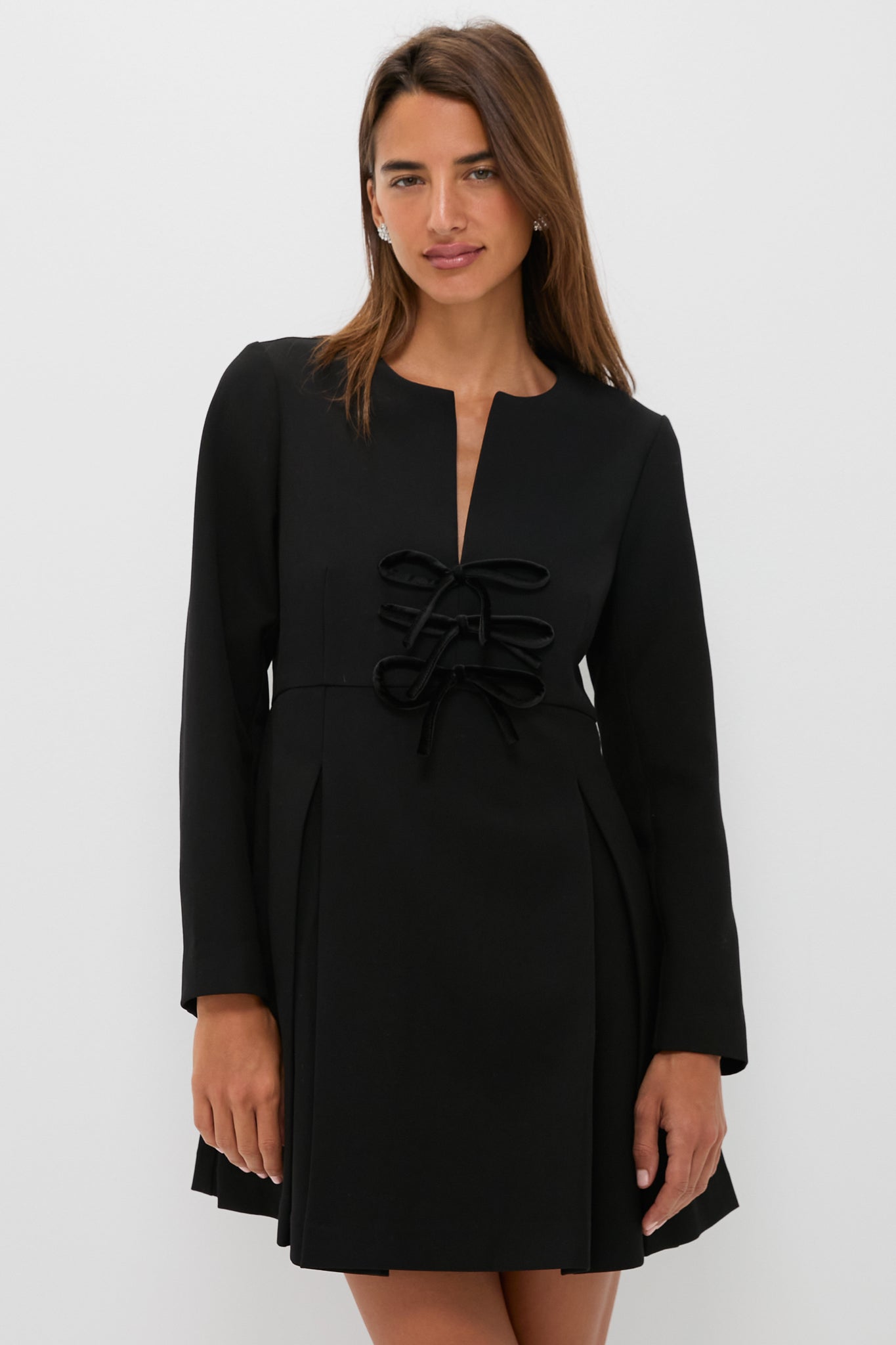 Black Crepe Blair Bow Coat Dress | Tuckernuck