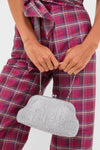 Silver Ela Crystal Mesh Clutch