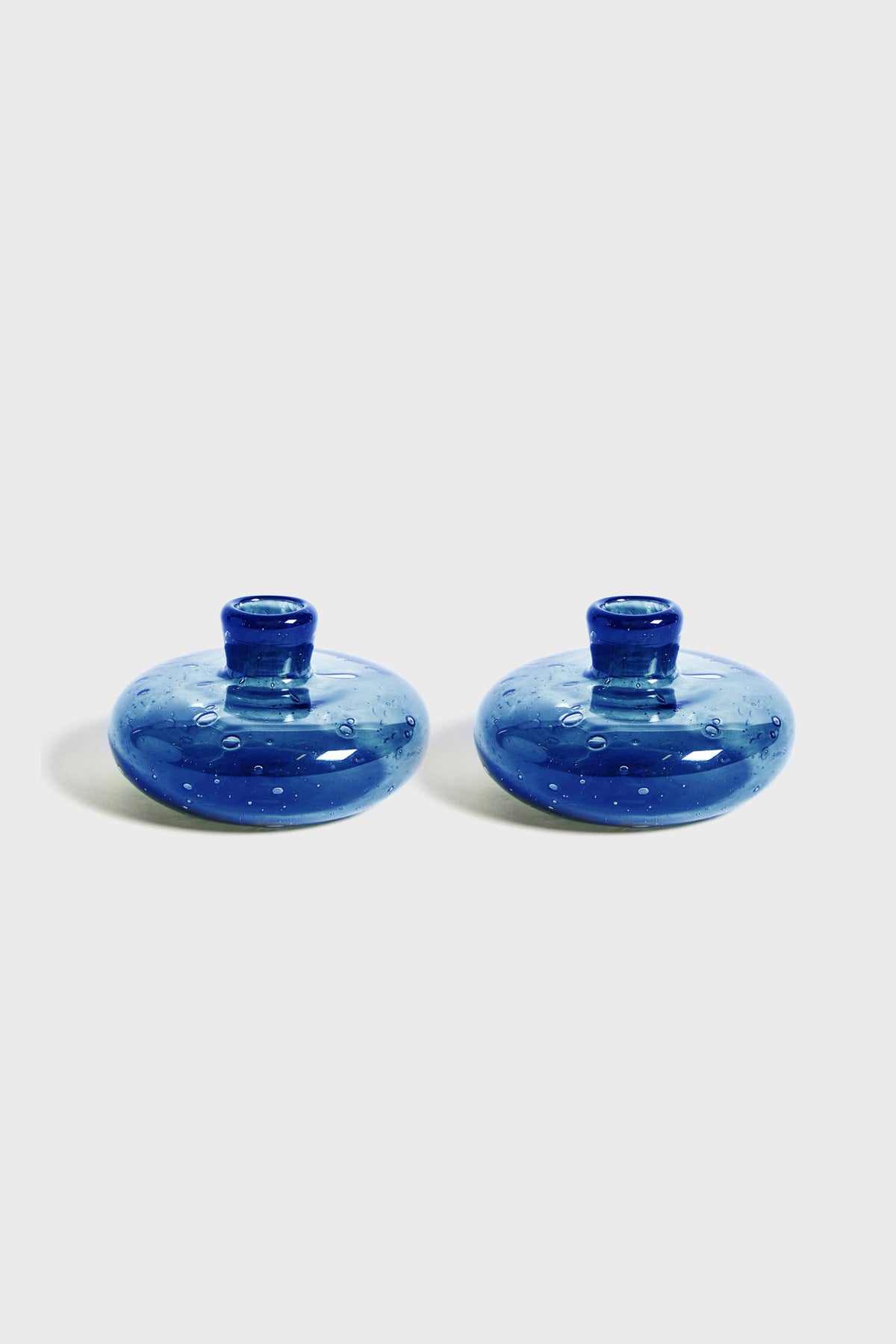 Candy Blue Bubble Glass Candleholder