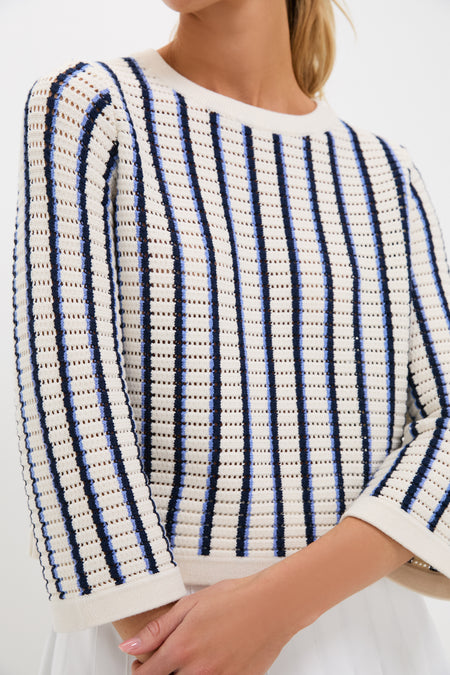 Blue and White Stripe Madeline Sweater