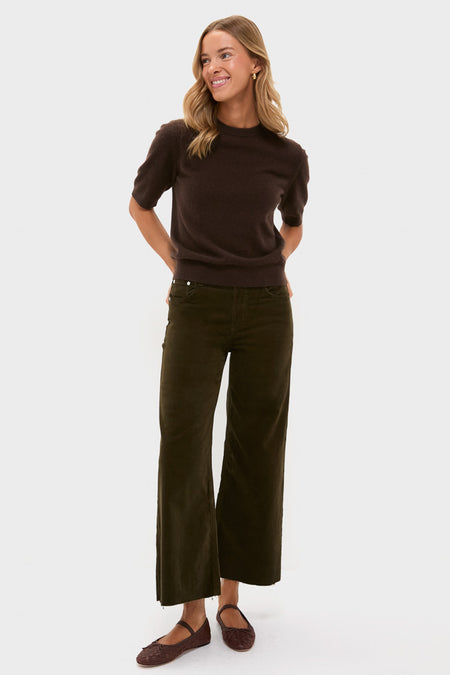 Dark Green Corduroy Lyra Wide Leg Crop