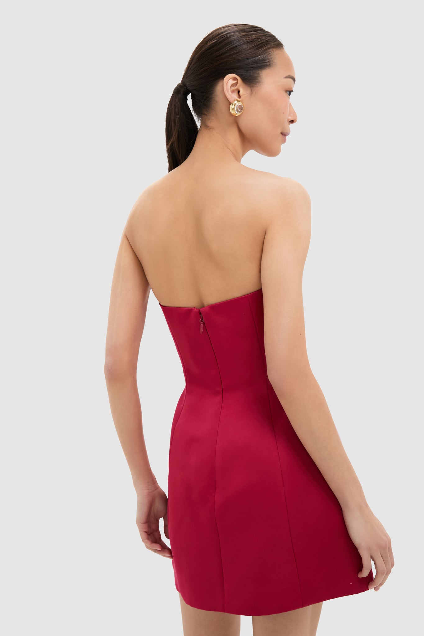 Burgundy Lily Print Rosario Applique Floral Bustier Mini Dress | Leo Lin Burgundy Lily Print Rosario Applique Floral Bustier Mini Dress | Leo Lin