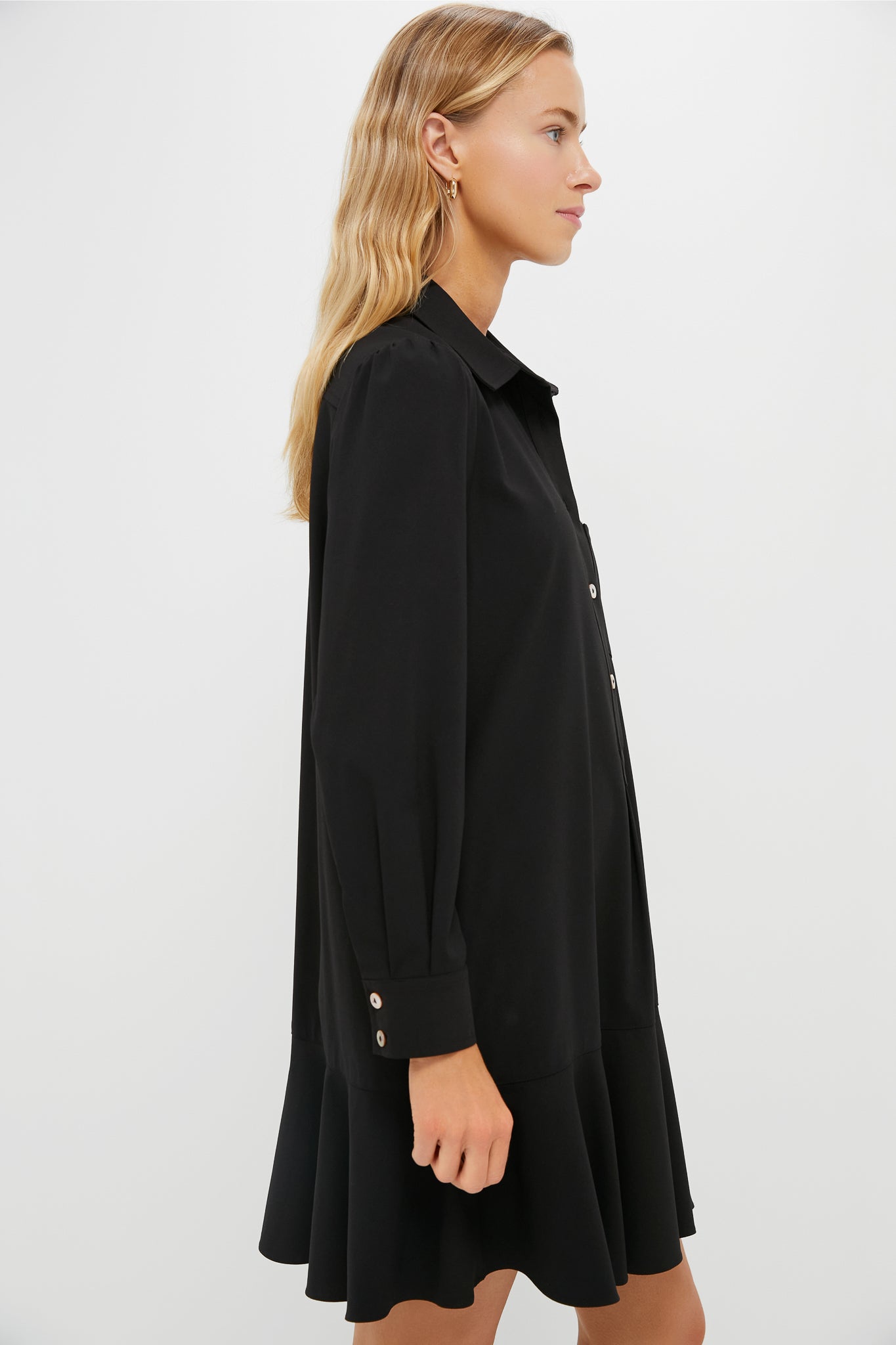 Tuckernuck Black Crepe Callahan Shirt Dress Black / XS Tuckernuck Black Crepe Callahan Shirt Dress Black / XS