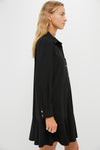 Black Crepe Callahan Shirt Dress