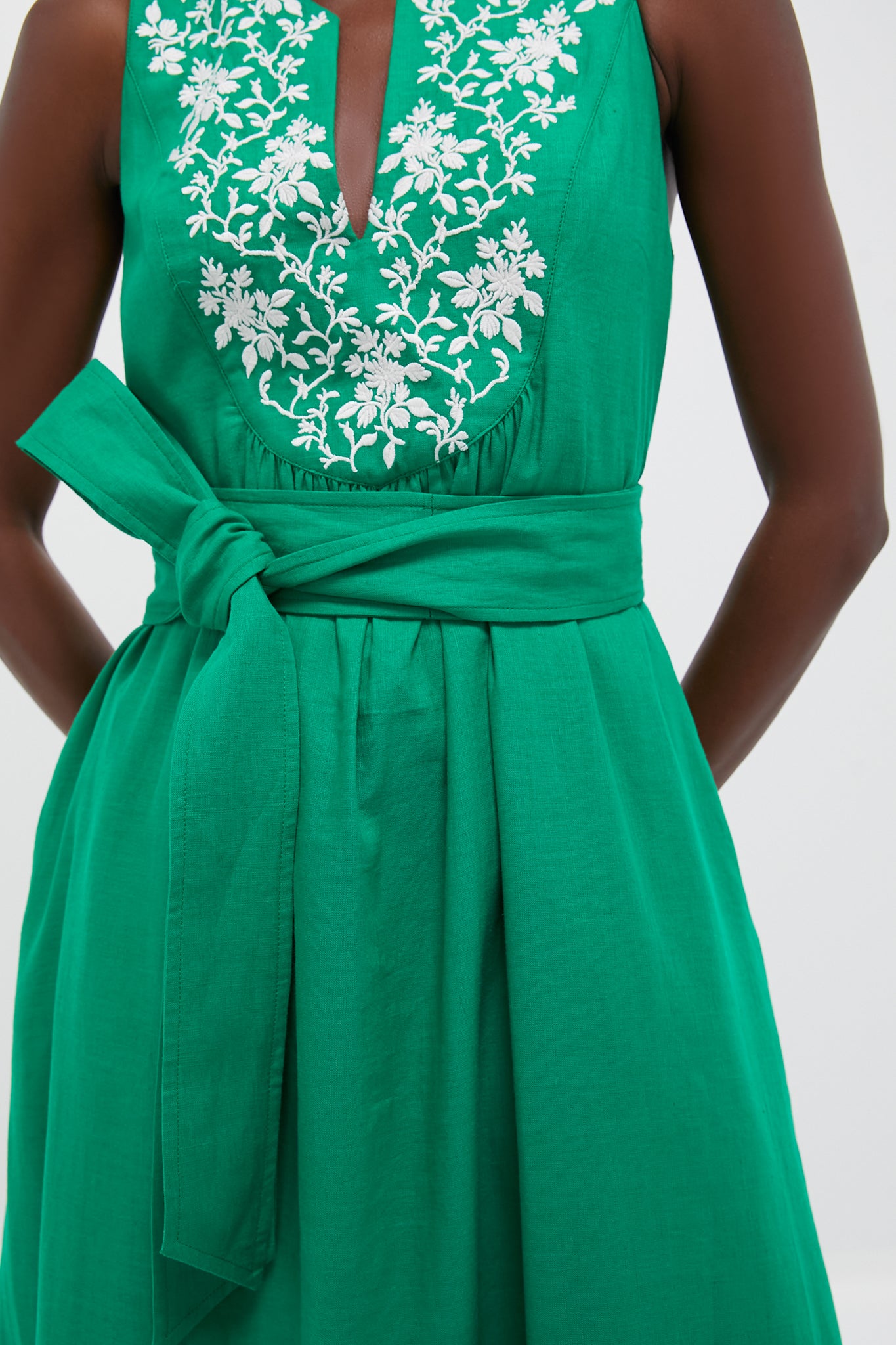 Garden Green Embroidered Malene Dress