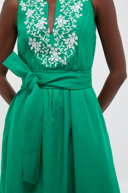 Garden Green Embroidered Malene Dress