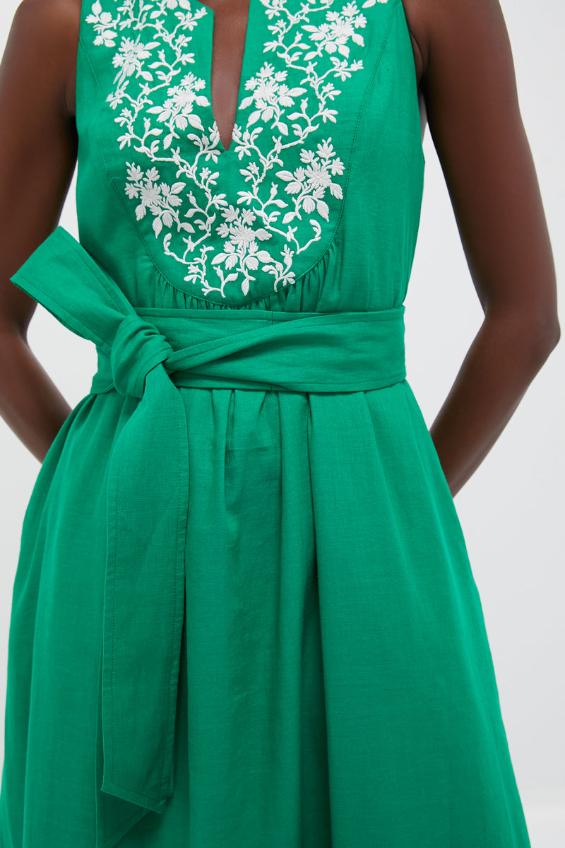 Garden Green Embroidered Malene Dress